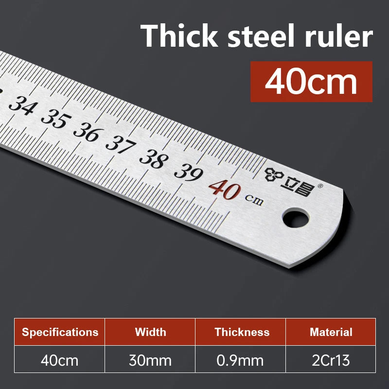 15cm/20cm/30cm/40cm/50/60cm Metal Ruler Stainless Steel Straight Ruler Measuring Ruler Precision Double Sided Measure Ruler Tool