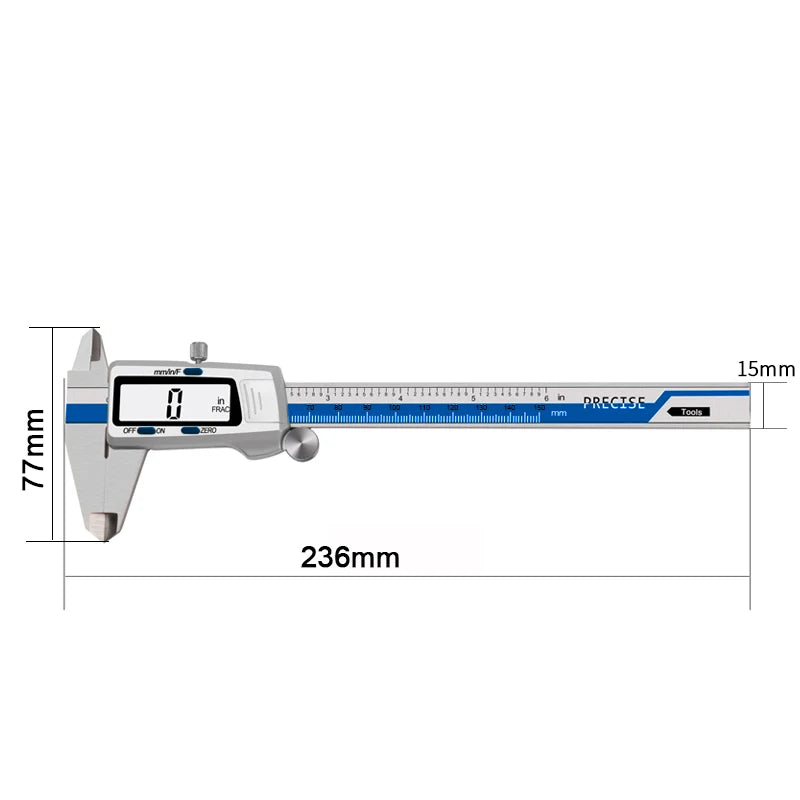 ET52 Stainless Steel 0.01mm High Precision Measure 150mm Digital Caliper mm/inch/Fraction Zero Setting Electronic Caliper