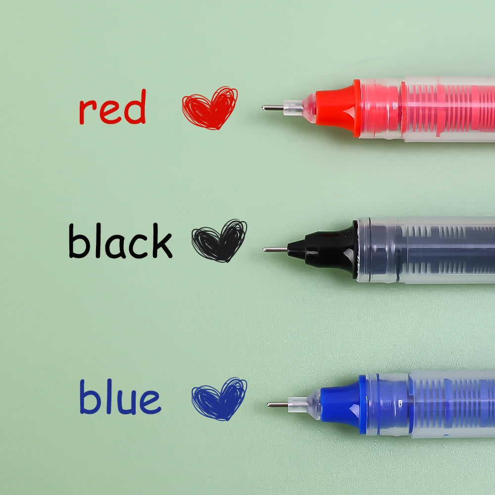 1-20Pcs Needle Type Gel Ink Pens Black/Blue/Red 0.5mm Liquid Ballpoint Pen Students Stationery School Office Writing Tool