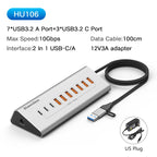 Blueendless Aluminium 10Gbps USB3.2 Gen2 4/10port HUB Docking Station USB-C USB-A Type C Splitter Adapter for PC Laptop macbook