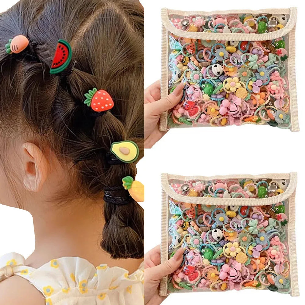 Cartoon Cute Rubber Band Hair Accessories for Little Girls 20/30/50pcs Pack Non-Hurting Hair Ties Circle Headbands