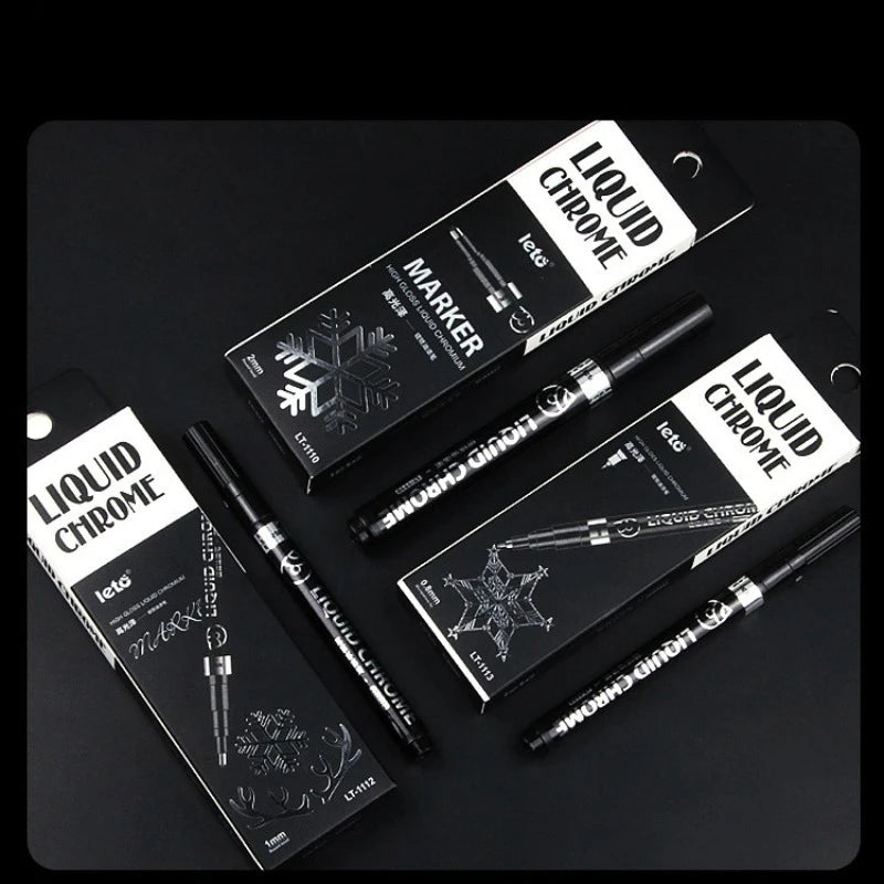 1-6pcs Chrome Pen Marker Mirror Waterproof DIY Reflective Paint Repair for Rock Ceramic Glass Metallic Gold/Silver 0.8/1/2mm Nib