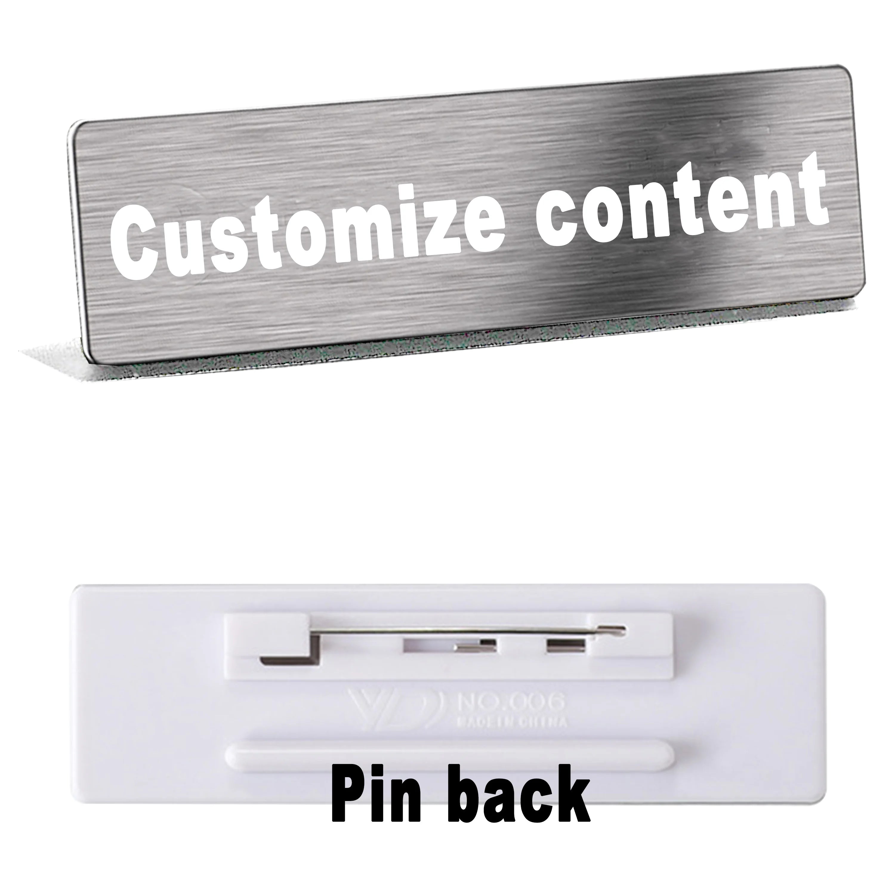 5PCS Engraved Personalized Name Tags with Magnet Clip or Pin Stainless Steel Metal Custom Magnetic Name ID Badge Tag for School