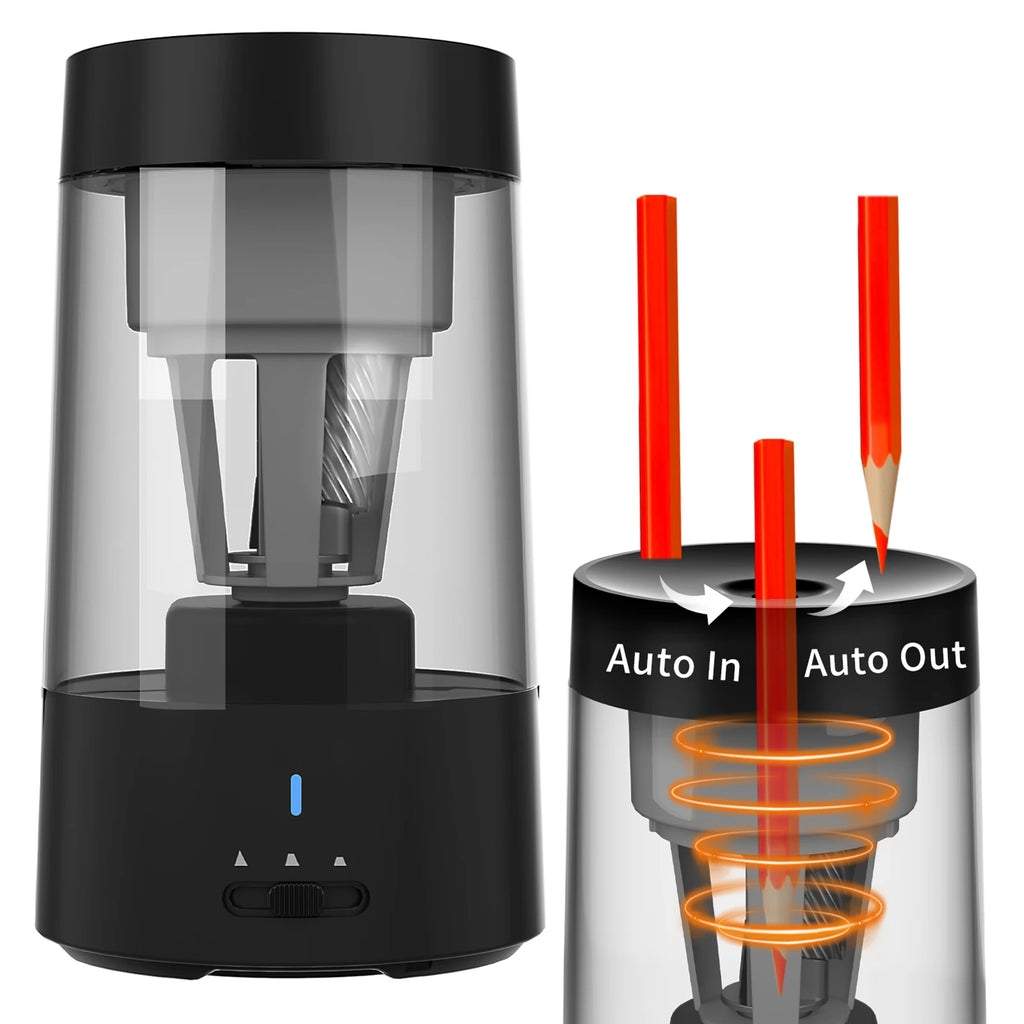 Automatic Electric Pencil Sharpener Portable Battery Powered for 6-8mm Pencil Support Hexagonal/ Triangular/ Round pencils
