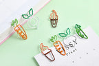 10Pcs Creative Vegetable Carrot Ice Cream Paper Clip Metal Bookmark  DIY Student Read Label Supplies Stationery