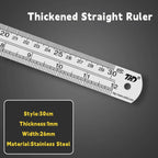 15/20/30/40/50cm Stainless Steel Ruler Double Side Scale Stainless Steel Straight Ruler Thickening Engineer Grade Measuring Tool
