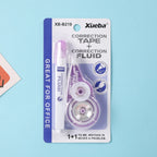 1 Correction Tape + 1 Correction Liquid Kawaii White Out Combo Quick Dry & Clean Finish Student Mistake Cover Tools Stationery