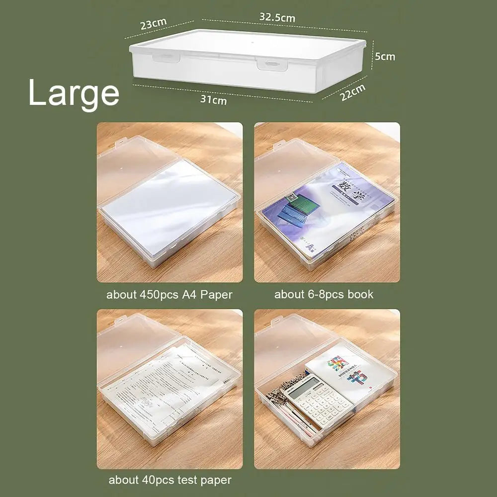 1Pc Transparent Storage Container Plastic Dustproof Box Stationery Jewelry Portable Large Capacity A4 A5 File Organizer Supplies
