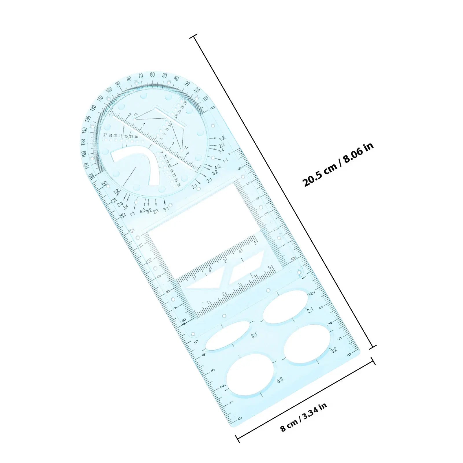 Students Plastic Drawing Rulers Set Multifunctional Geometric Drafting Templates for School Mathematics Drawing Tools