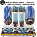 Monster Truck Party Supplies Disposable Tableware Plates Napkin Banner Tablecloth for Kids Boys 2nd Birthday Party Decorations