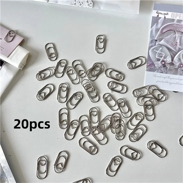 30pcs Silver Mini Heart Paper Clips Photo Cards Packing Materials Photo Clips Metal Paperclip Bookmark School Office Accessories
