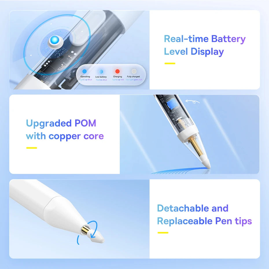 Baseus Stylus Lite with LED for Apple Pencil iPad Palm Rejection Magnetic Design Touch Pen for Tablet for iPad Pro 2018-2023