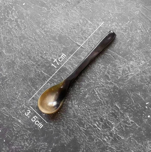 14-21cm Kitchen Water Buffalo Horn Spoon Exquisite Western Cuisine Spoon Creative Dessert Spoon Long Handled Spoon Horn Products