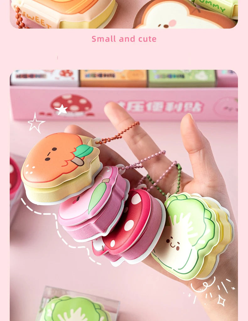 4 Pcs Mini Cute Cartoon Memo Pad Game Console Vegetable Bread Shape Sticky Note Portable Message Book Pendant Book