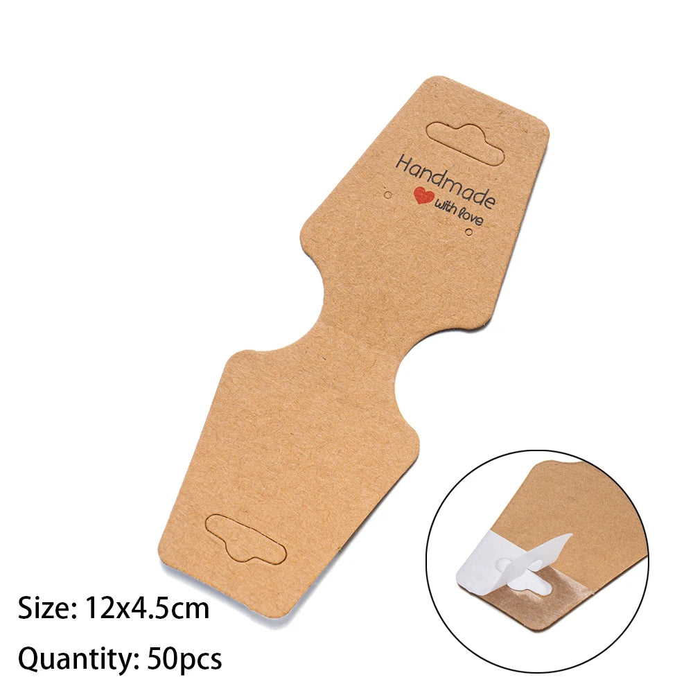 50Pcs Blank Necklace Bracelet Display Foldable Adhesive Price Tag Holder Cards Packaging For Jewelry Small Businesses Supplies