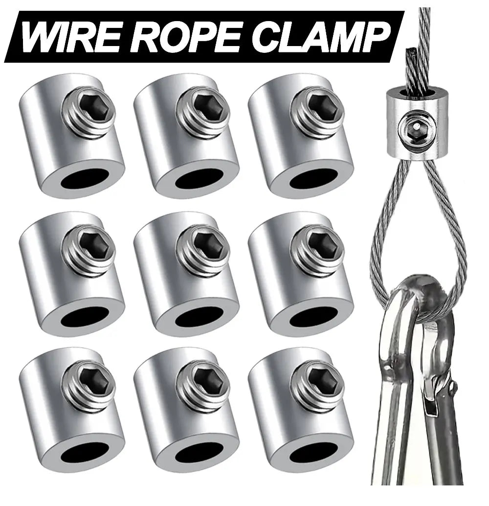 0.8-2mm Steel Wire Rope Clamp Stainless Steel Cable Copper Metal Hanging Clip Adjustable Screws Fixed Hardware Accessories
