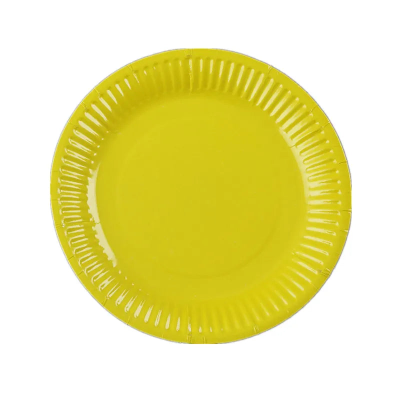 Solid Color Disposable Tableware Set Party Supplies Paper Plates Cups Wedding Birthday Party Decorations Adult Favor