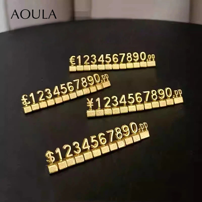 Lot of 10 Metal Mould Assembly Pricing Numbers Stickers Display Tags Digit Cube for Jewelry Shop Counter Price Number Sign Lable