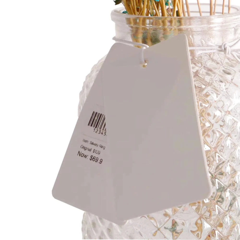 200pcs Hanging Ornaments Card With Elastic Rope Tag White Cardboard Blank Price Label 3cm X 4cm