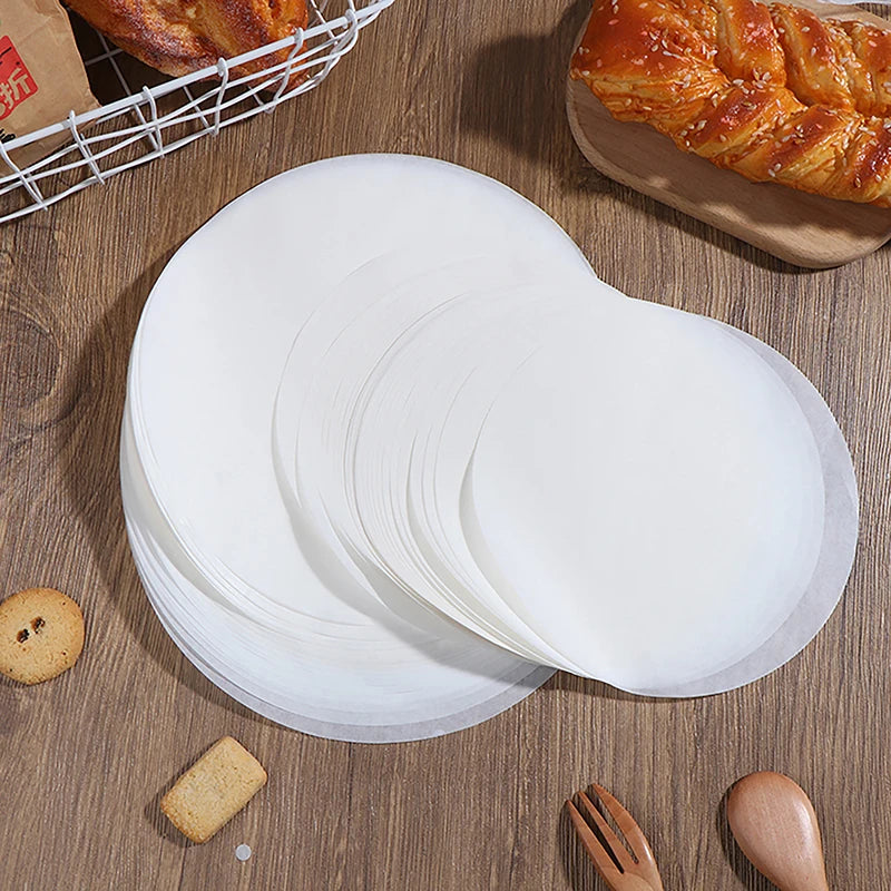50pcs round Parchment Paper Baking Oiled Paper Air Deep-Fried Pot Paper Steamer Liners Barbecue Sheets Disposable
