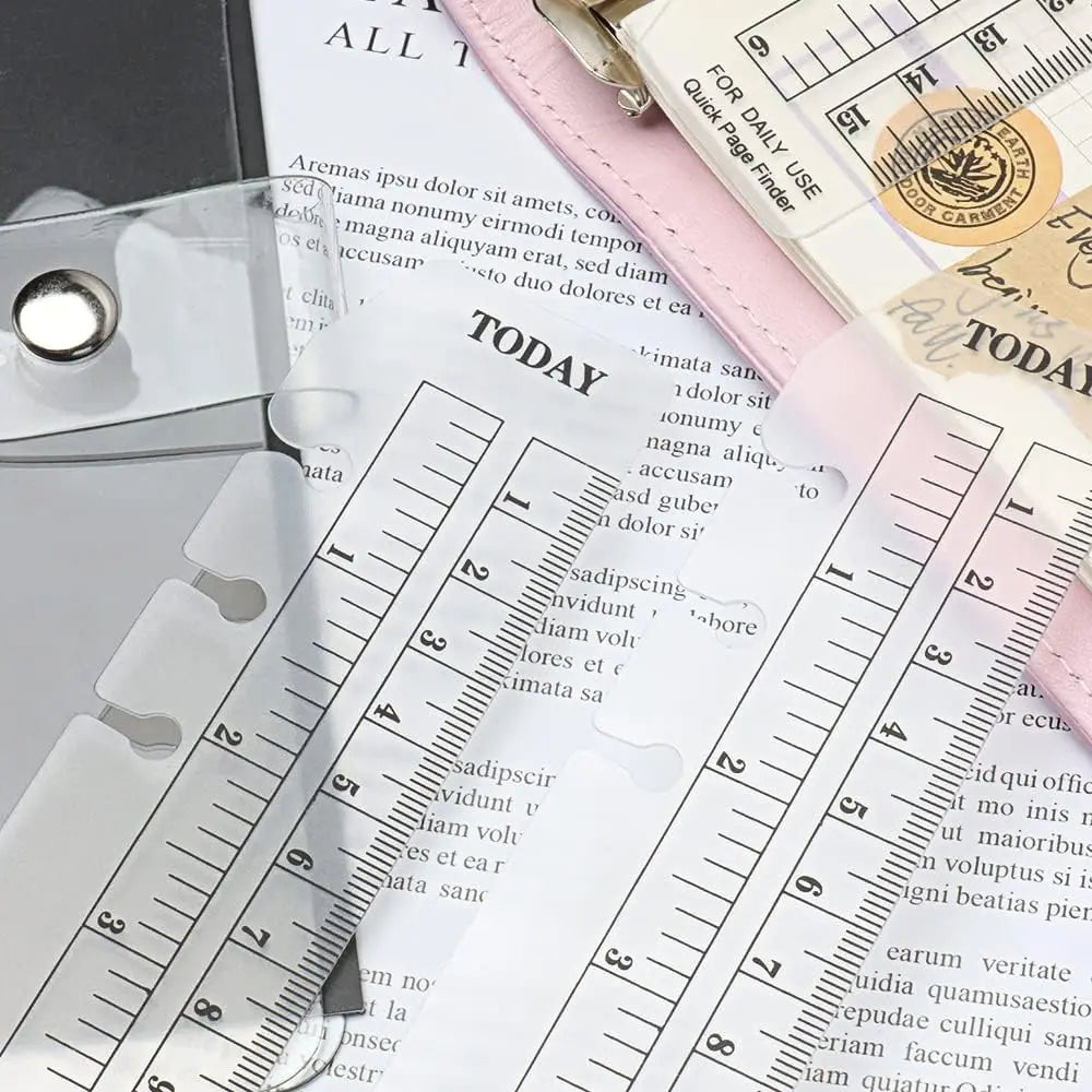 1PC PVC Spacer Soft Ruler Thickened Handbook Bookmark Ruler A5 A6 Loose-Leaf Notebook Peripheral Standard 6-Hole Scale Ruler