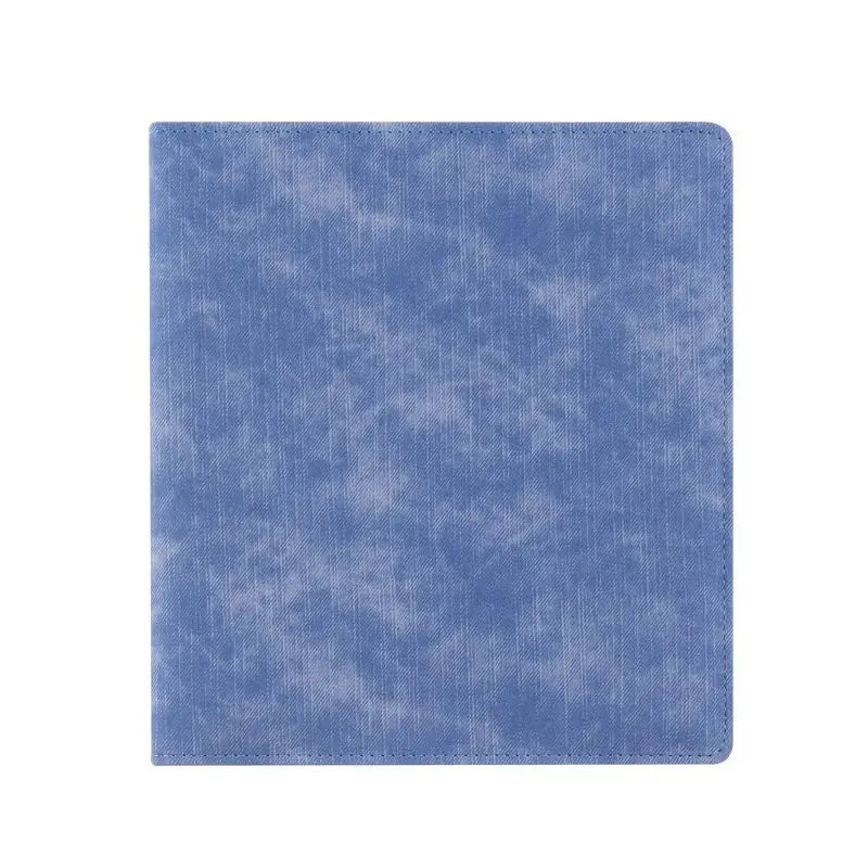 A5 Denim-Style D-Ring 3-Ring Binder – Expandable 80-100 Pages, PU Leather Photo/Card Organizer with Multi-Pocket PP Inserts