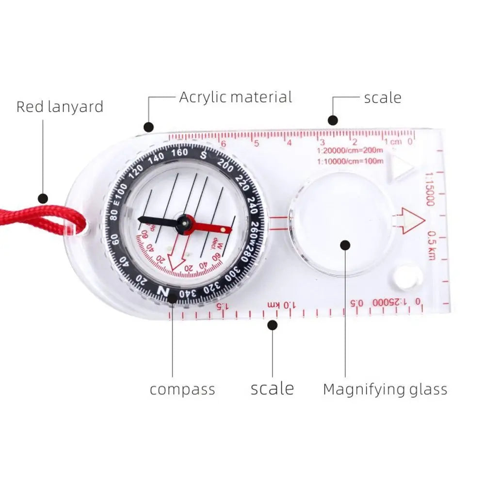 High Quality Acrylic Map Ruler Compass Multi-function Portable Baseplate Compass Transparent Camping Maps Hiking