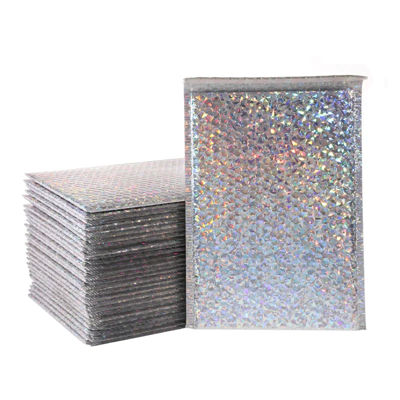 50PCS Aluminized Film Bubble Mailer Gold Mailing Envelope Waterproof Courier Bag Padded Bubble Envelopes Pack Bag for Shipping
