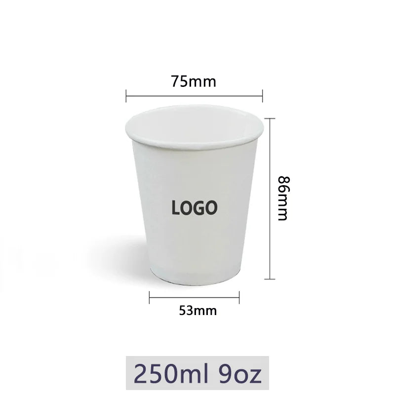 1000pcs Personalized Custom 2.5oz/50ml & 3oz/60ml Espresso Cup Disposable Tasting,9oz/250ml Paper Cups with Logo for Events