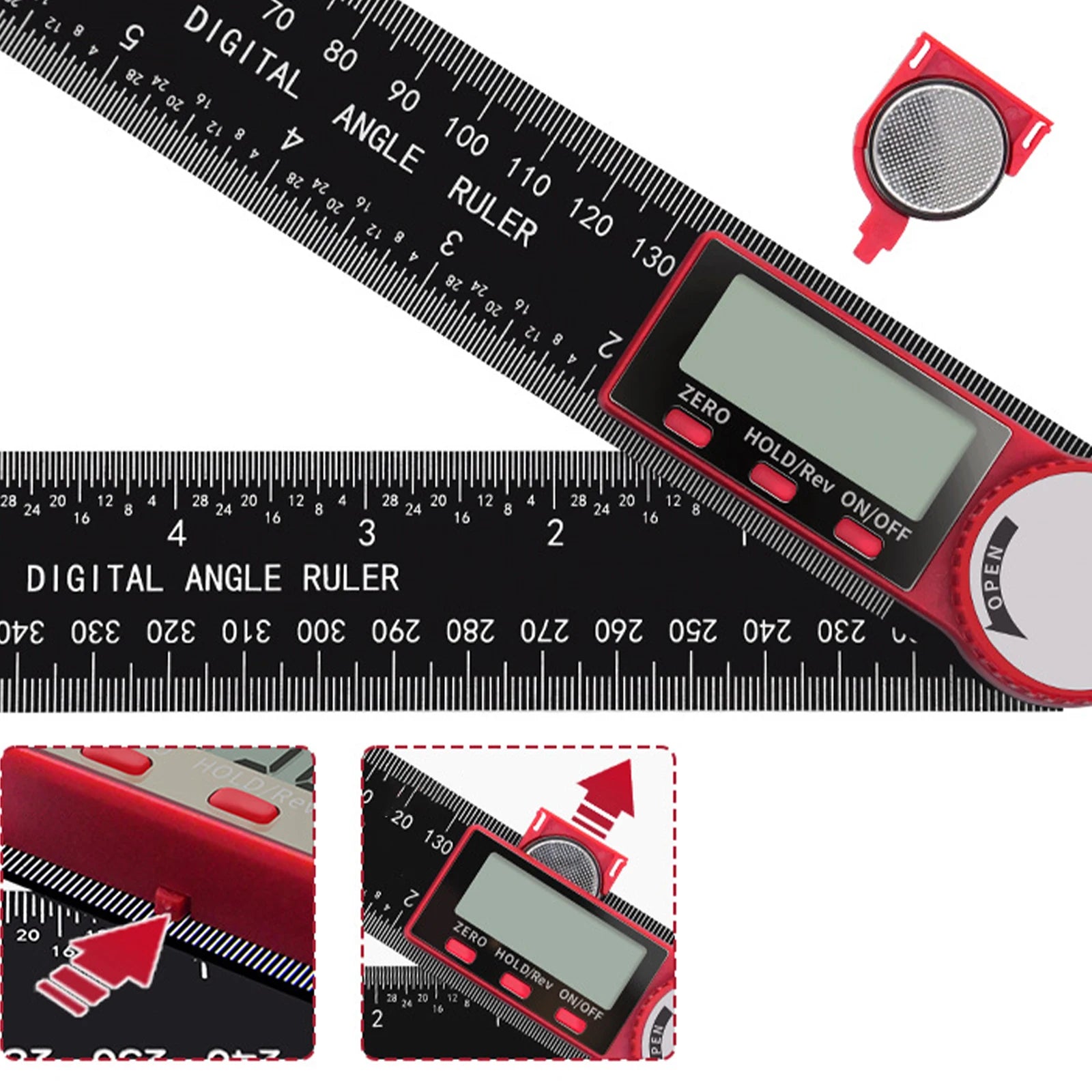 200mm Protractor Digital Angle Finder Ruler Electronic Goniometer Angle Length Measuring Ruler Drawing Woodworking Tools