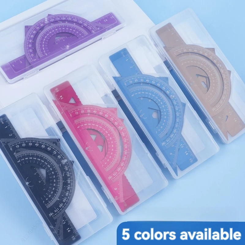4 In 1 Aluminum Alloy Ruler Stationery Set Aluminum Alloy Multifunctional Combination Ruler for Drawing Ruler Set