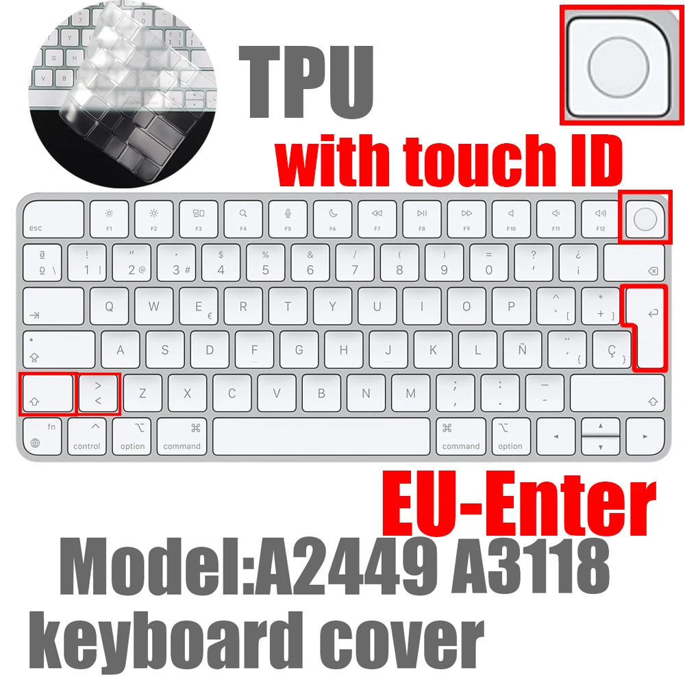 Ultra Thin TPU Keyboard Protector Cover Skin for Magic Keyboard with Touch ID A2449 A3118 MK293LL/A A2450 A3203