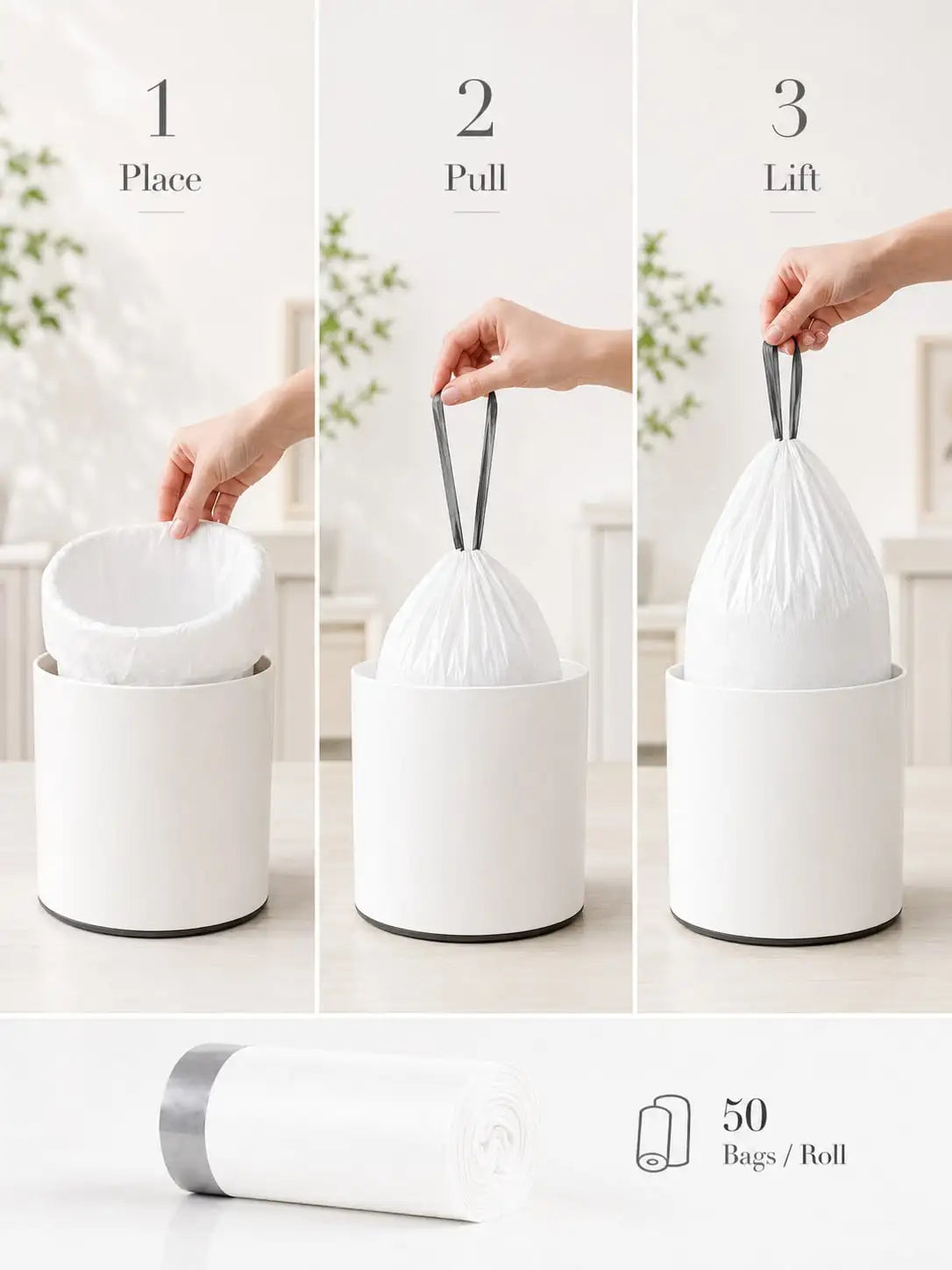 400PCS 4 Gallon Small Drawstring Trash Bags, Disposable Garbage Bags, 17.7 X 17.7 In Trash Can Liners, Back To School Dorm Waste Bags For Bathroom, Kitchen, Bedroom, Office, Apartment, Travel, Small Bins And Daily Home Cleanu