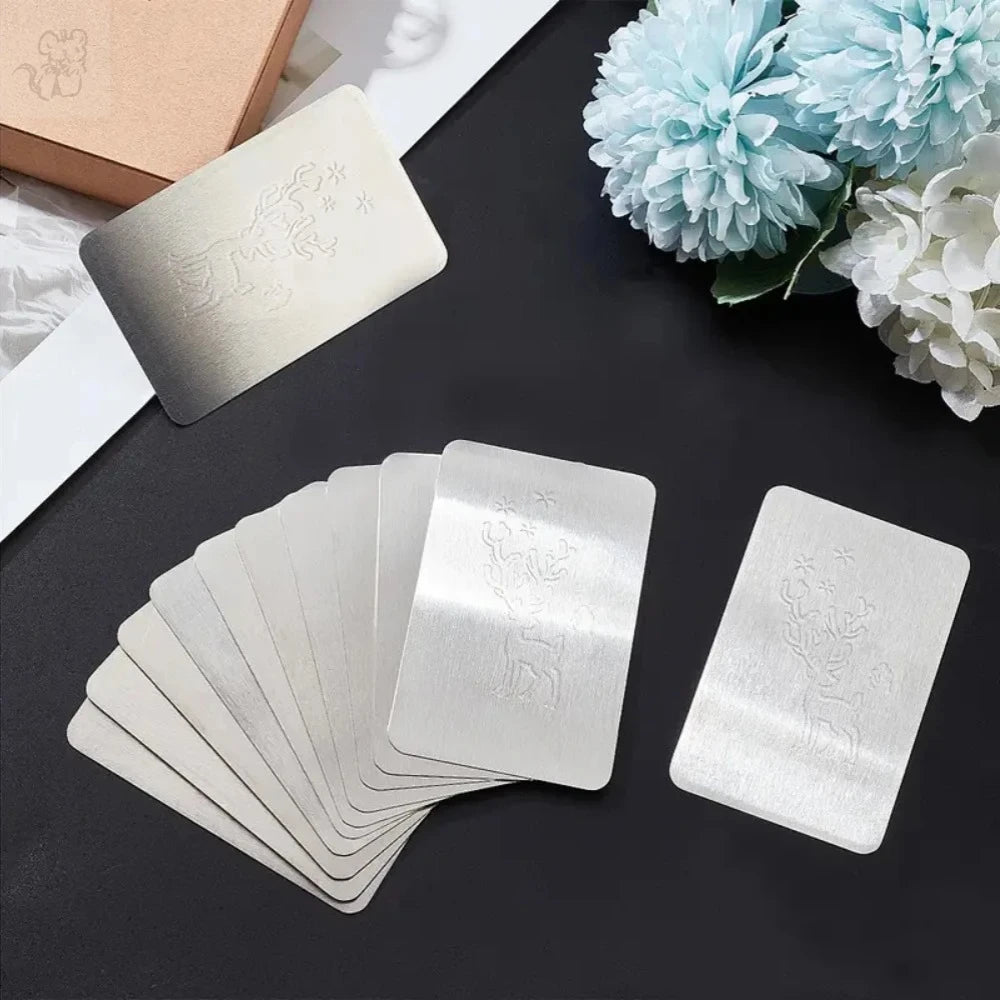 10Pcs Stainless Steel Metal Business Card Size 85*53mm Blank Laser Engraving Cards Special Logo Printing Matte Brushed Finishing