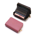 Compact Coin Purse Leather Business Credit Card Case Holder Travel Wallet for Women 20 Card Slots Small Card Pouch with