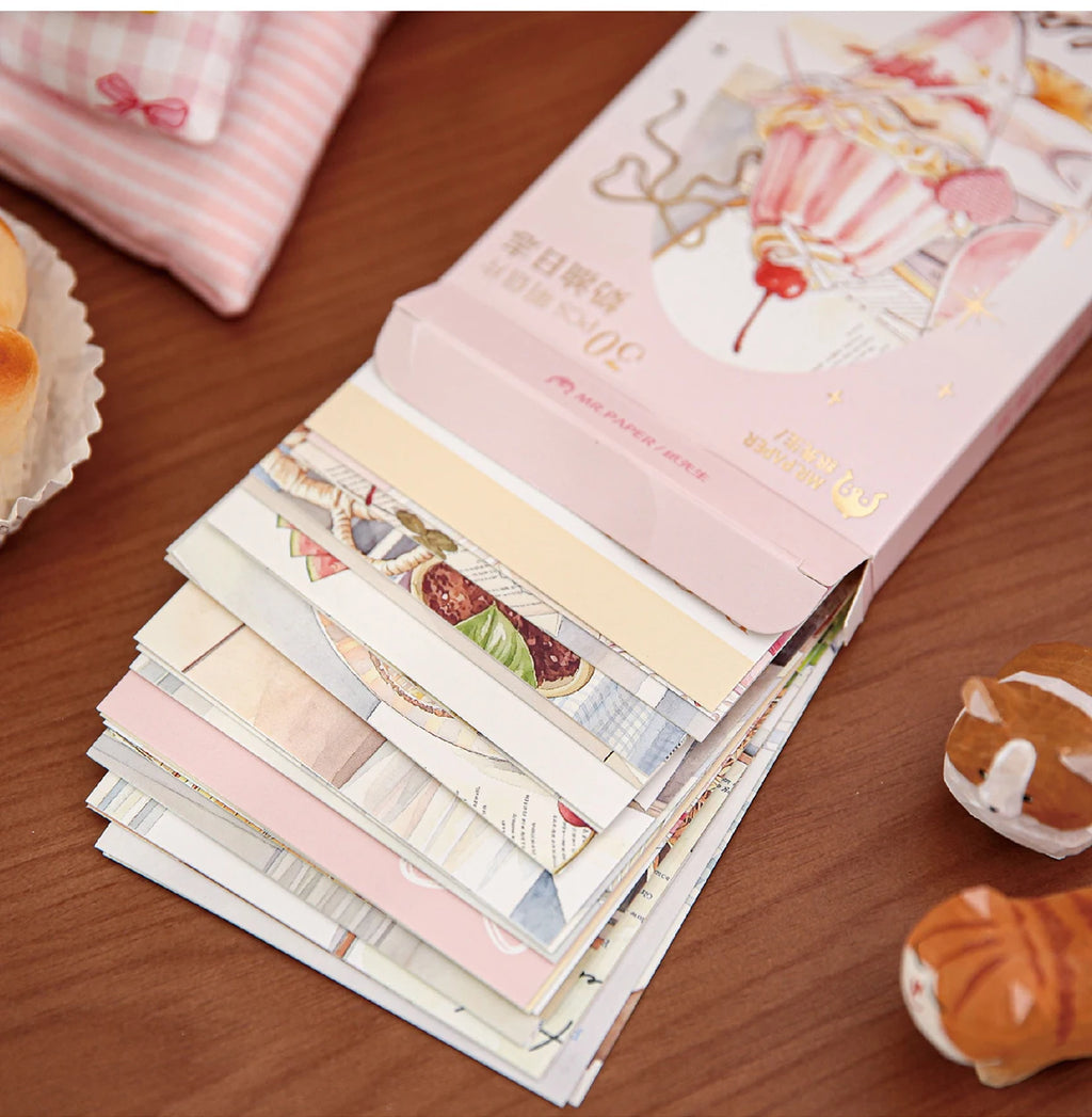 30sheets Kawaii Cartoon Animal Diary Illustration Commemorative Card Postcard Handmade Scrapbooking Material Card Paper
