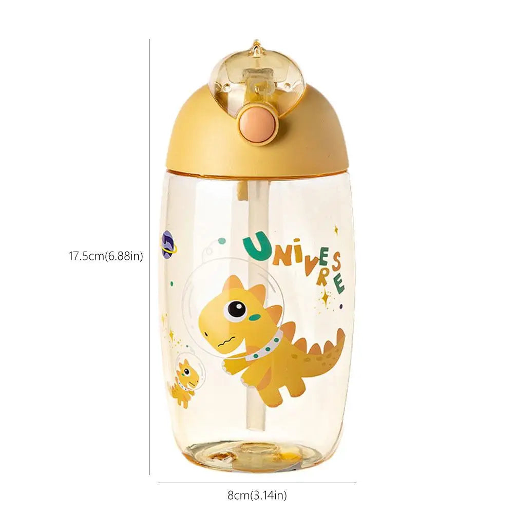 500ml Children's Dinosaur Water Bottle With Silicone Straw Leak Proof Plastic Water Bottle Summer Children's Water Cup