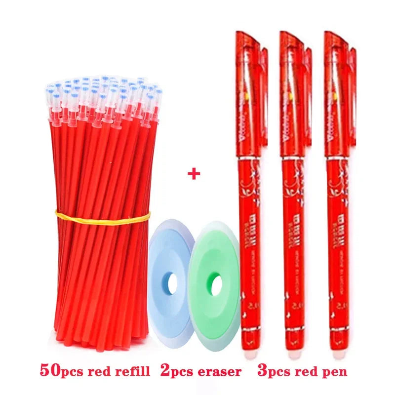 55pcs/lot Erasable Gel Pen 0.5mm Refill Rod Magic Ink Erasable Pen Washable Handle Office School Writing Tools Kawaii Stationery