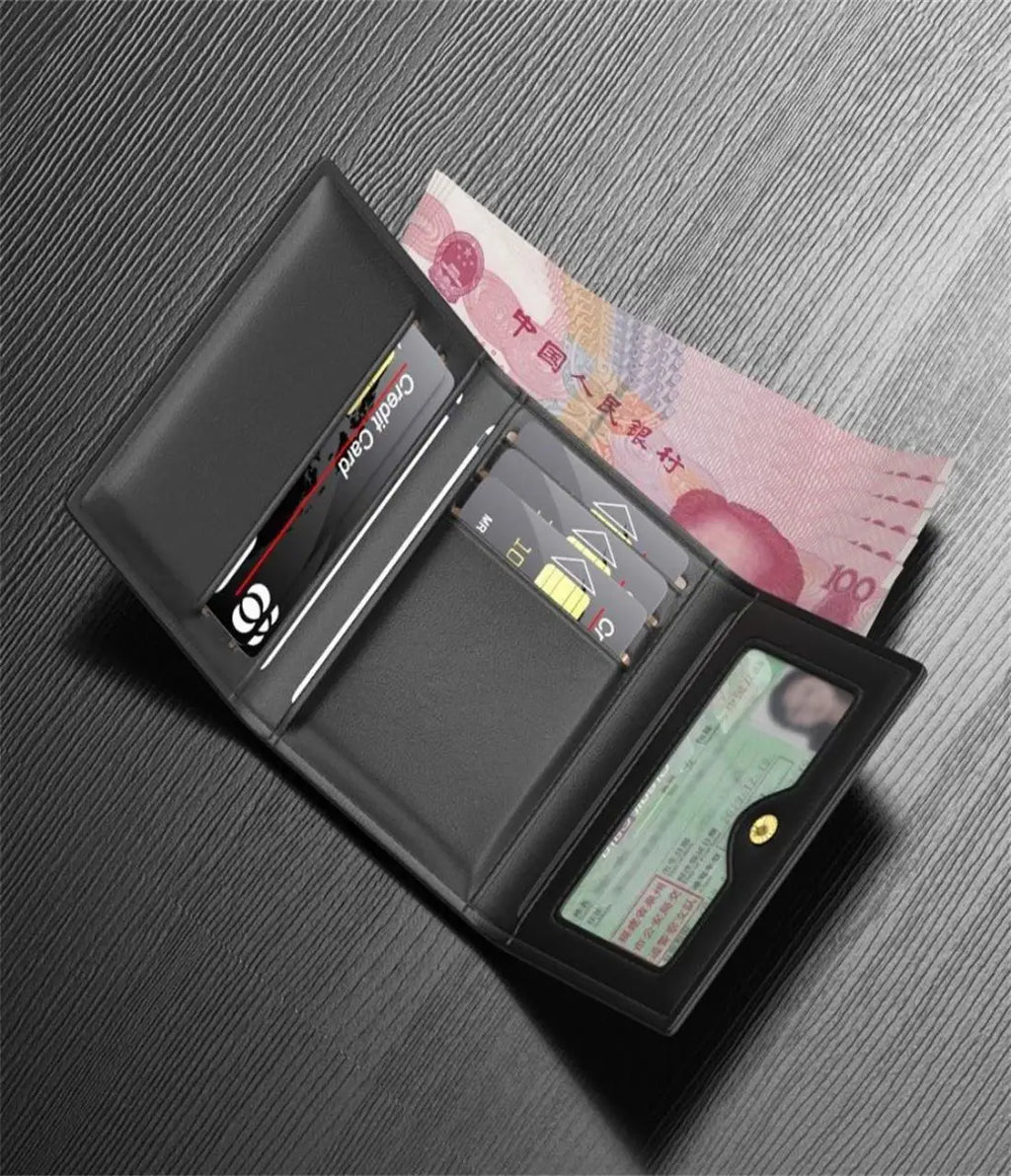 Fashion Leather Men Card Wallets Large Capacity Solid Color Male Purse Multi-card Multifunctional Photo Holder Women