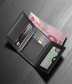 Fashion Leather Men Card Wallets Large Capacity Solid Color Male Purse Multi-card Multifunctional Photo Holder Women