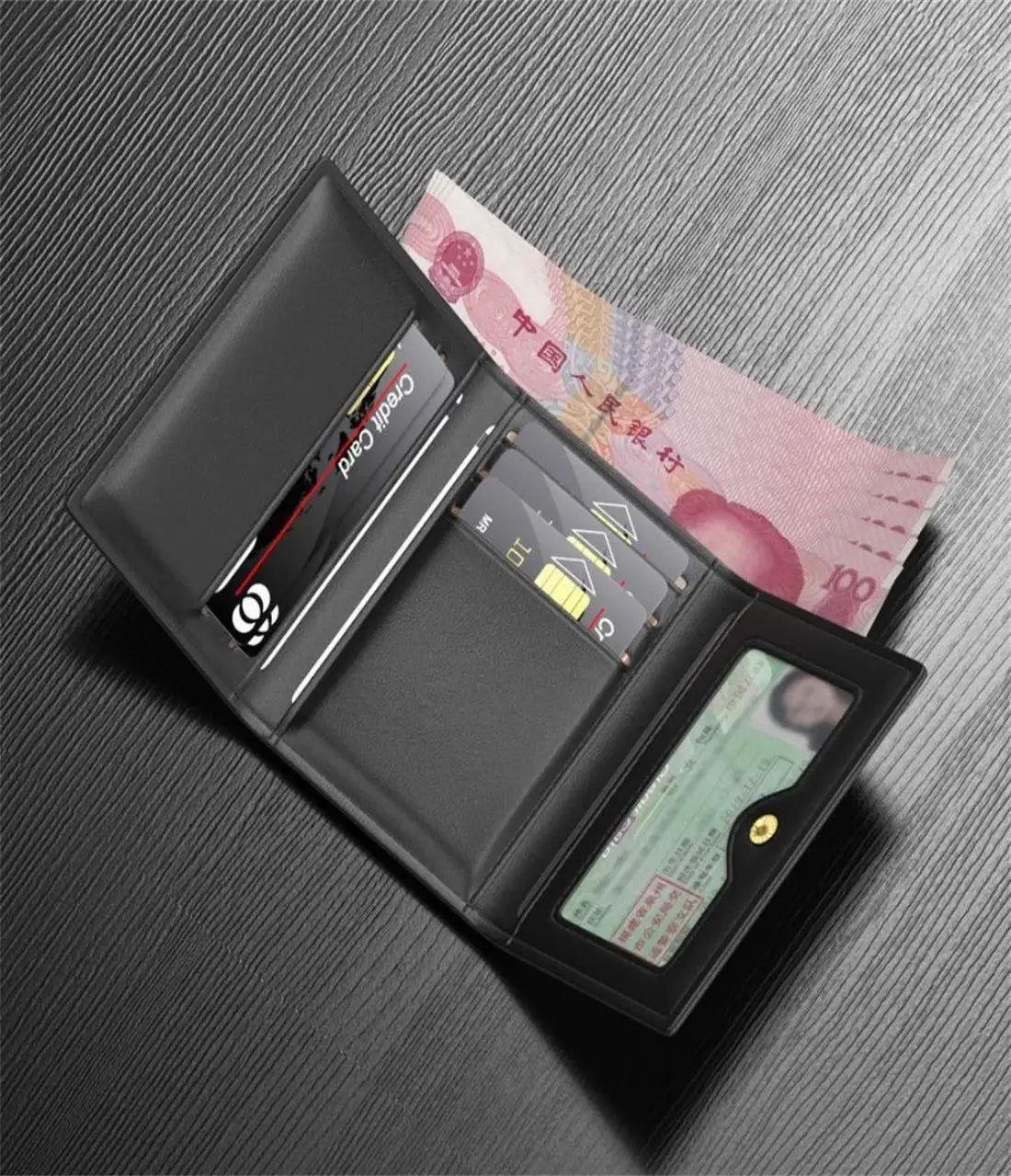 Fashion Leather Men Card Wallets Large Capacity Solid Color Male Purse Multi-card Multifunctional Photo Holder Women