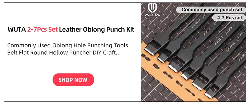 WUTA Pro Leather Oblong Punching Tools Belt Hole Puncher Flat Hollow Punches Strap Watch Band Heavy Duty Oval Hole DIY Craft