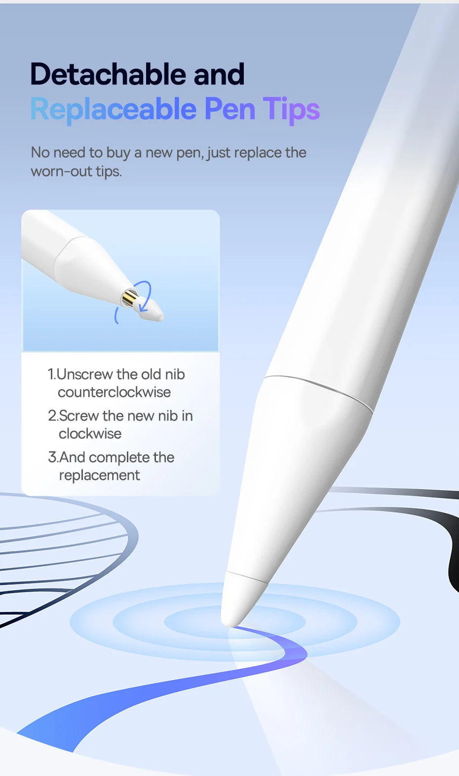 Baseus Stylus Lite with LED for Apple Pencil iPad Palm Rejection Magnetic Design Touch Pen for Tablet for iPad Pro 2018-2023