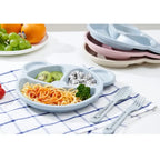 3Pcs/set Wheat Straw Baby Dishes Cartoon Tableware Set Kids Dinner Platos Baby Feeding Plate Training Bowl Spoon Fork Tableware