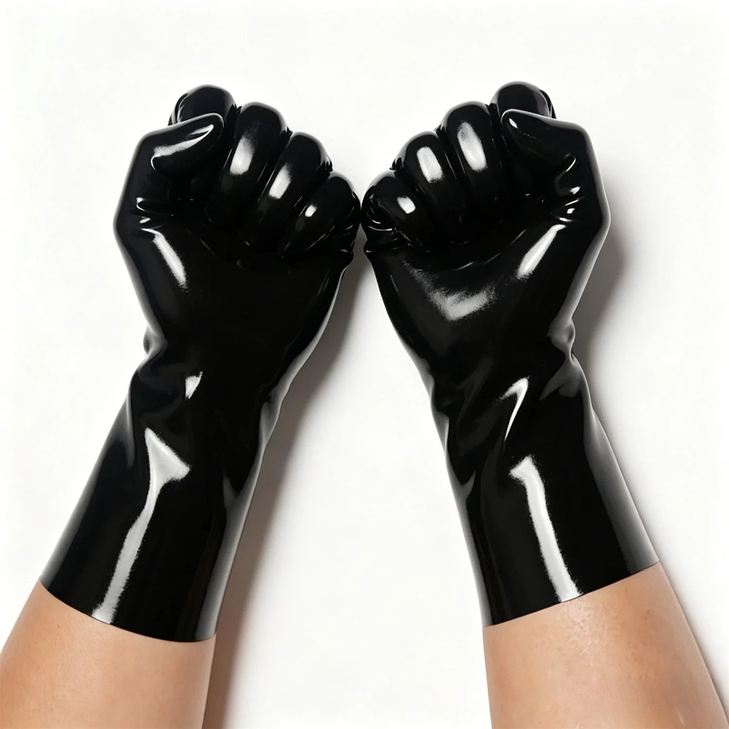 Unisex Natural Latex Black Gloves Rubber Short Gloves Cosplay Costumes Accessory