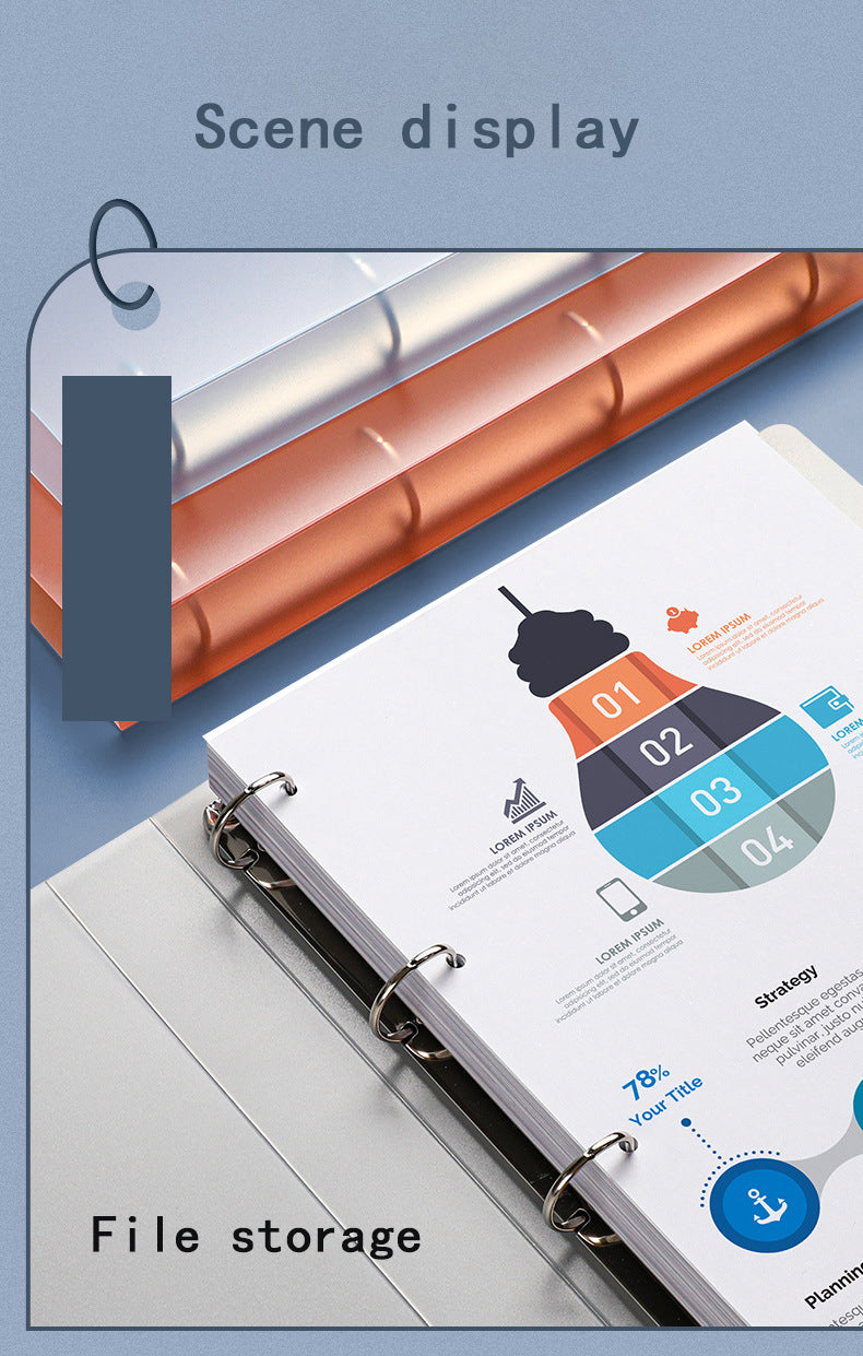 2023 NEW A4 4-hole D-type clip clip Blue PP folder perforated transparent binder folder a4 folder