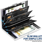 Anti-Scan RFID Blocking Card Holder - Aluminum Metal Wallet for 6 ID/Bank Cards Business Credit Card Case with Secure Protection
