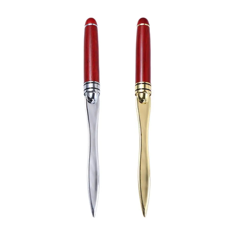 1pcs Wood Handle Letter Opener Stainless Steel cut paper Split file envelopes