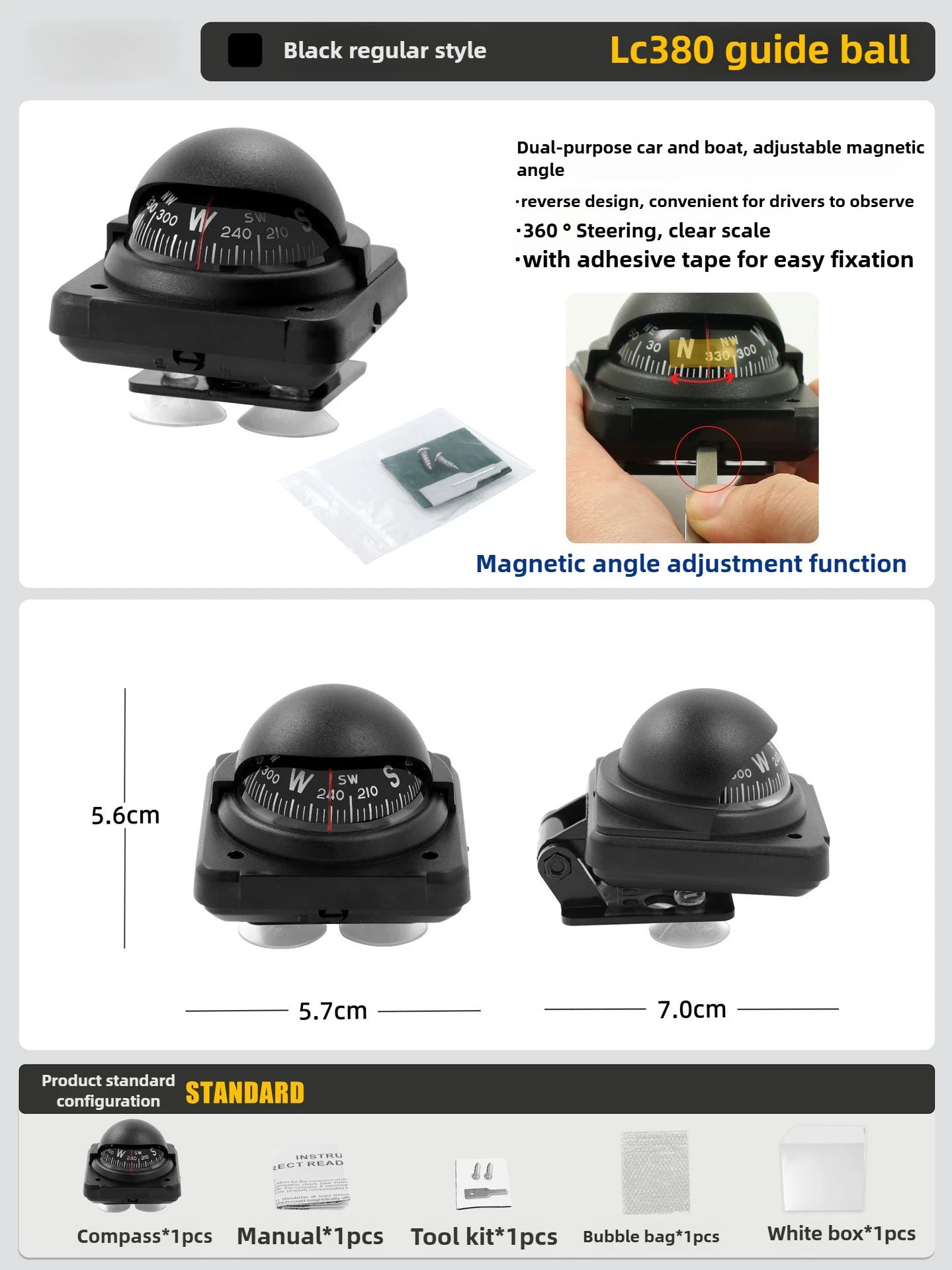 High Precision LED Light Pivoting Compass Navigation Electronic Compass For Marine Boat Car