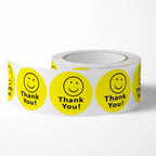 Smile Thank You Stickers,Yellow Smiley Face Thank You Stickers ,Happy Face Mailing Labels 500pcs Round Circle Adhesive Stickers